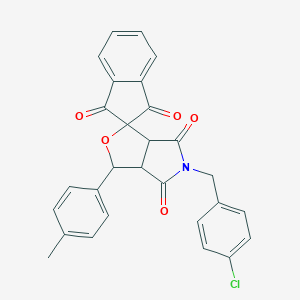 molecular formula C28H20ClNO5 B401470 5-[(4-chlorophenyl)methyl]-1-(4-methylphenyl)spiro[3a,6a-dihydro-1H-furo[3,4-c]pyrrole-3,2'-indene]-1',3',4,6-tetrone CAS No. 313507-24-3