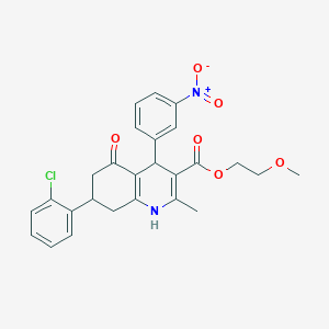 molecular formula C26H25ClN2O6 B4014703 2-methoxyethyl 7-(2-chlorophenyl)-2-methyl-4-(3-nitrophenyl)-5-oxo-1,4,5,6,7,8-hexahydro-3-quinolinecarboxylate 