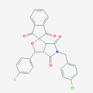 molecular formula C27H17ClINO5 B401471 5-(4-chlorobenzyl)-3-(4-iodophenyl)-3a,6a-dihydrospiro[furo[3,4-c]pyrrole-1,2'-indene]-1',3',4,6(3H,5H)-tetrone 