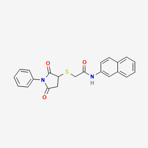 molecular formula C22H18N2O3S B4014748 2-[(2,5-dioxo-1-phenyl-3-pyrrolidinyl)thio]-N-2-naphthylacetamide 