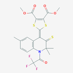 molecular formula C21H18F3NO5S3 B401475 Dimethyl 2-[2,2,6-trimethyl-3-sulfanylidene-1-(2,2,2-trifluoroacetyl)quinolin-4-ylidene]-1,3-dithiole-4,5-dicarboxylate CAS No. 331416-91-2