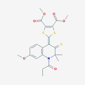 molecular formula C22H23NO6S3 B401476 Dimethyl 2-(7-methoxy-2,2-dimethyl-1-propanoyl-3-sulfanylidenequinolin-4-ylidene)-1,3-dithiole-4,5-dicarboxylate CAS No. 331416-89-8