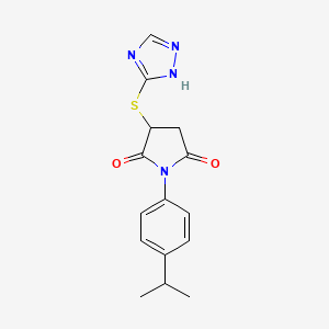 molecular formula C15H16N4O2S B4014761 1-(4-isopropylphenyl)-3-(4H-1,2,4-triazol-3-ylthio)-2,5-pyrrolidinedione 