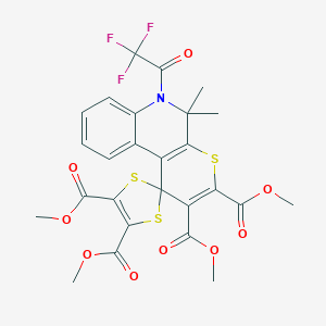 molecular formula C26H22F3NO9S3 B401478 Tetramethyl 5',5'-dimethyl-6'-(trifluoroacetyl)-5',6'-dihydrospiro[1,3-dithiole-2,1'-thiopyrano[2,3-c]quinoline]-2',3',4,5-tetracarboxylate 