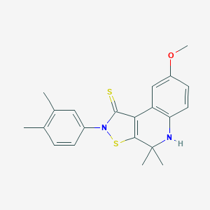 molecular formula C21H22N2OS2 B401480 2-(3,4-dimethylphenyl)-8-methoxy-4,4-dimethyl-4,5-dihydroisothiazolo[5,4-c]quinoline-1(2H)-thione 