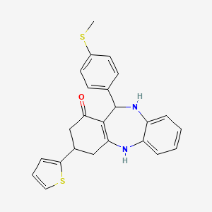 molecular formula C24H22N2OS2 B4014810 11-[4-(methylthio)phenyl]-3-(2-thienyl)-2,3,4,5,10,11-hexahydro-1H-dibenzo[b,e][1,4]diazepin-1-one 