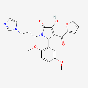 molecular formula C23H23N3O6 B4014815 5-(2,5-dimethoxyphenyl)-4-(2-furoyl)-3-hydroxy-1-[3-(1H-imidazol-1-yl)propyl]-1,5-dihydro-2H-pyrrol-2-one 