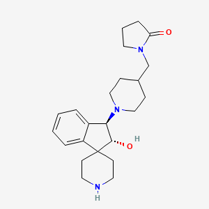 molecular formula C23H33N3O2 B4014834 1-({1-[rel-(2R,3R)-2-hydroxy-2,3-dihydrospiro[indene-1,4'-piperidin]-3-yl]-4-piperidinyl}methyl)-2-pyrrolidinone bis(trifluoroacetate) (salt) 
