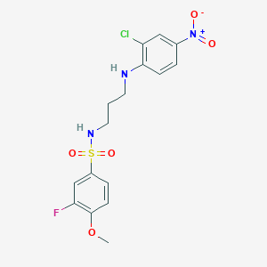 molecular formula C16H17ClFN3O5S B4014837 N-{3-[(2-chloro-4-nitrophenyl)amino]propyl}-3-fluoro-4-methoxybenzenesulfonamide 