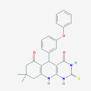 molecular formula C25H23N3O3S B4014850 8,8-dimethyl-5-(3-phenoxyphenyl)-2-thioxo-2,3,5,8,9,10-hexahydropyrimido[4,5-b]quinoline-4,6(1H,7H)-dione 