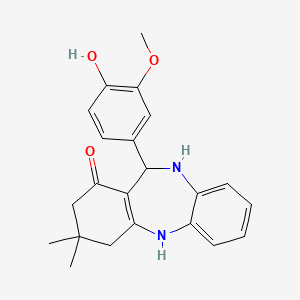 molecular formula C22H24N2O3 B4014859 11-(4-hydroxy-3-methoxyphenyl)-3,3-dimethyl-2,3,4,5,10,11-hexahydro-1H-dibenzo[b,e][1,4]diazepin-1-one 