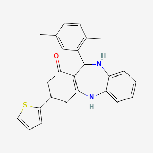 molecular formula C25H24N2OS B4014865 11-(2,5-dimethylphenyl)-3-(2-thienyl)-2,3,4,5,10,11-hexahydro-1H-dibenzo[b,e][1,4]diazepin-1-one 