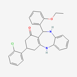 molecular formula C27H25ClN2O2 B4014868 3-(2-chlorophenyl)-11-(2-ethoxyphenyl)-2,3,4,5,10,11-hexahydro-1H-dibenzo[b,e][1,4]diazepin-1-one 