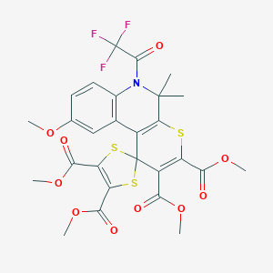 Tetramethyl 9'-methoxy-5',5'-dimethyl-6'-(trifluoroacetyl)-5',6'-dihydrospiro[1,3-dithiole-2,1'-thiopyrano[2,3-c]quinoline]-2',3',4,5-tetracarboxylate