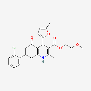 molecular formula C25H26ClNO5 B4014899 2-methoxyethyl 7-(2-chlorophenyl)-2-methyl-4-(5-methyl-2-furyl)-5-oxo-1,4,5,6,7,8-hexahydro-3-quinolinecarboxylate 