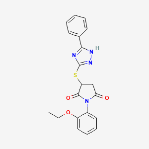 molecular formula C20H18N4O3S B4014908 1-(2-ethoxyphenyl)-3-[(5-phenyl-4H-1,2,4-triazol-3-yl)thio]-2,5-pyrrolidinedione 