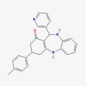 3-(4-methylphenyl)-11-(3-pyridinyl)-2,3,4,5,10,11-hexahydro-1H-dibenzo[b,e][1,4]diazepin-1-one