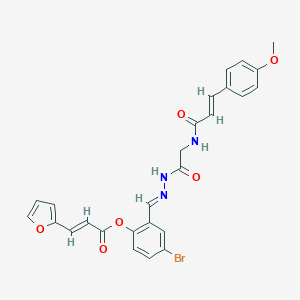 molecular formula C26H22BrN3O6 B401493 4-Bromo-2-[2-({[3-(4-methoxyphenyl)acryloyl]amino}acetyl)carbohydrazonoyl]phenyl 3-(2-furyl)acrylate 
