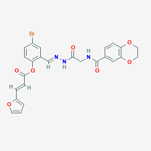 molecular formula C25H20BrN3O7 B401497 3-Furan-2-yl-acrylic acid 4-bromo-2-({2-[(2,3-dihydro-benzo[1,4]dioxine-6-carbon 