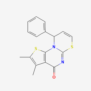 molecular formula C17H14N2OS2 B4014980 2,3-dimethyl-9-phenyl-4H,9H-thieno[3',2':5,6]pyrimido[2,1-b][1,3]thiazin-4-one 