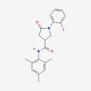 molecular formula C20H21FN2O2 B4014989 1-(2-fluorophenyl)-N-mesityl-5-oxo-3-pyrrolidinecarboxamide 