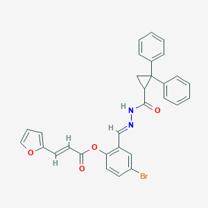 4-bromo-2-((E)-{[(2,2-diphenylcyclopropyl)carbonyl]hydrazono}methyl)phenyl (2E)-3-(2-furyl)acrylate