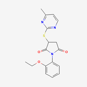 molecular formula C17H17N3O3S B4015003 1-(2-ethoxyphenyl)-3-[(4-methyl-2-pyrimidinyl)thio]-2,5-pyrrolidinedione 