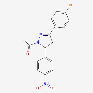 molecular formula C17H14BrN3O3 B4015021 1-acetyl-3-(4-bromophenyl)-5-(4-nitrophenyl)-4,5-dihydro-1H-pyrazole 