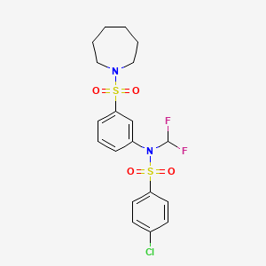 molecular formula C19H21ClF2N2O4S2 B4015026 N-[3-(1-azepanylsulfonyl)phenyl]-4-chloro-N-(difluoromethyl)benzenesulfonamide 