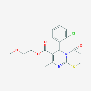 molecular formula C18H19ClN2O4S B4015041 2-methoxyethyl 6-(2-chlorophenyl)-8-methyl-4-oxo-3,4-dihydro-2H,6H-pyrimido[2,1-b][1,3]thiazine-7-carboxylate CAS No. 503432-92-6