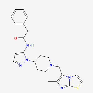 molecular formula C23H26N6OS B4015054 N-(1-{1-[(6-methylimidazo[2,1-b][1,3]thiazol-5-yl)methyl]-4-piperidinyl}-1H-pyrazol-5-yl)-2-phenylacetamide 