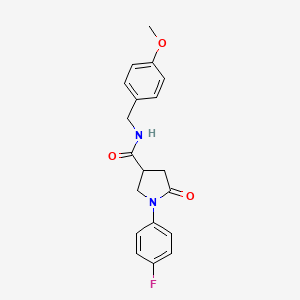 molecular formula C19H19FN2O3 B4015058 1-(4-fluorophenyl)-N-(4-methoxybenzyl)-5-oxo-3-pyrrolidinecarboxamide 