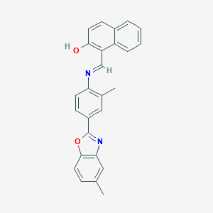 molecular formula C26H20N2O2 B401507 1-({[2-Methyl-4-(5-methyl-1,3-benzoxazol-2-yl)phenyl]imino}methyl)-2-naphthol 
