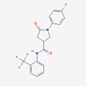 molecular formula C18H14F4N2O2 B4015100 1-(4-fluorophenyl)-5-oxo-N-[2-(trifluoromethyl)phenyl]-3-pyrrolidinecarboxamide 