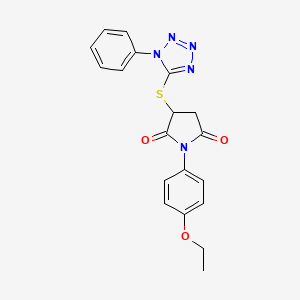 molecular formula C19H17N5O3S B4015105 1-(4-ethoxyphenyl)-3-[(1-phenyl-1H-tetrazol-5-yl)thio]-2,5-pyrrolidinedione 