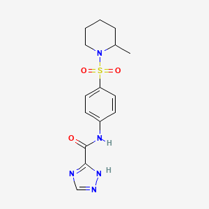 molecular formula C15H19N5O3S B4015122 N-{4-[(2-methyl-1-piperidinyl)sulfonyl]phenyl}-1H-1,2,4-triazole-3-carboxamide 