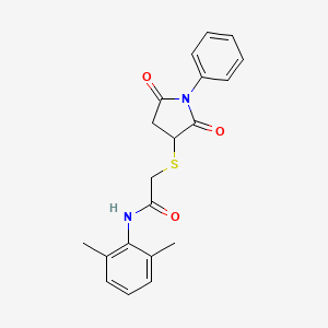 molecular formula C20H20N2O3S B4015169 N-(2,6-dimethylphenyl)-2-[(2,5-dioxo-1-phenyl-3-pyrrolidinyl)thio]acetamide 
