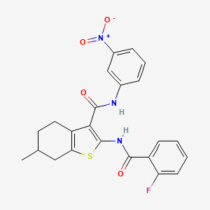 molecular formula C23H20FN3O4S B4015183 2-[(2-fluorobenzoyl)amino]-6-methyl-N-(3-nitrophenyl)-4,5,6,7-tetrahydro-1-benzothiophene-3-carboxamide 