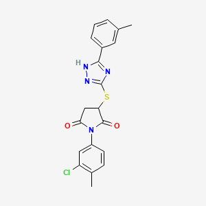 molecular formula C20H17ClN4O2S B4015193 1-(3-chloro-4-methylphenyl)-3-{[5-(3-methylphenyl)-4H-1,2,4-triazol-3-yl]thio}-2,5-pyrrolidinedione 