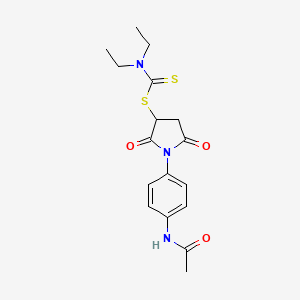 molecular formula C17H21N3O3S2 B4015203 1-[4-(acetylamino)phenyl]-2,5-dioxo-3-pyrrolidinyl diethyldithiocarbamate 