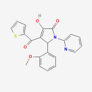 molecular formula C21H16N2O4S B4015222 3-hydroxy-5-(2-methoxyphenyl)-1-(2-pyridinyl)-4-(2-thienylcarbonyl)-1,5-dihydro-2H-pyrrol-2-one 