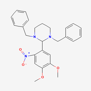 molecular formula C26H29N3O4 B4015231 1,3-dibenzyl-2-(4,5-dimethoxy-2-nitrophenyl)hexahydropyrimidine 