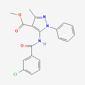 molecular formula C19H16ClN3O3 B4015238 methyl 5-[(3-chlorobenzoyl)amino]-3-methyl-1-phenyl-1H-pyrazole-4-carboxylate 