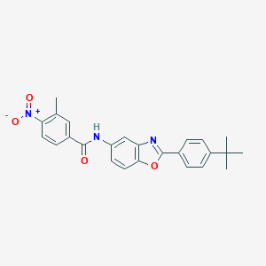 molecular formula C25H23N3O4 B401525 N-[2-(4-tert-Butyl-phenyl)-benzooxazol-5-yl]-3-methyl-4-nitro-benzamide 