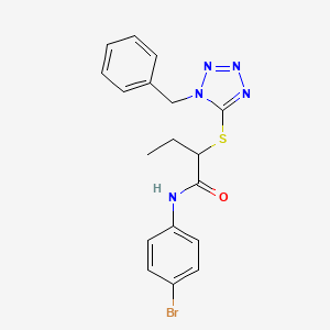 molecular formula C18H18BrN5OS B4015274 2-[(1-benzyl-1H-tetrazol-5-yl)thio]-N-(4-bromophenyl)butanamide 