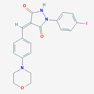 molecular formula C20H18IN3O3 B401529 4-(4-Morpholinobenzylidene)-1-(4-iodophenyl)pyrazolidine-3,5-dione 