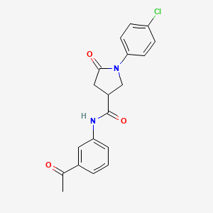 molecular formula C19H17ClN2O3 B4015318 N-(3-acetylphenyl)-1-(4-chlorophenyl)-5-oxo-3-pyrrolidinecarboxamide 