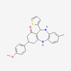 molecular formula C25H24N2O2S B4015335 3-(4-methoxyphenyl)-8-methyl-11-(2-thienyl)-2,3,4,5,10,11-hexahydro-1H-dibenzo[b,e][1,4]diazepin-1-one 