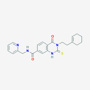 molecular formula C23H24N4O2S B4015340 3-[2-(1-cyclohexen-1-yl)ethyl]-4-oxo-N-(2-pyridinylmethyl)-2-thioxo-1,2,3,4-tetrahydro-7-quinazolinecarboxamide 