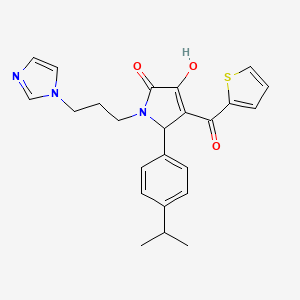 molecular formula C24H25N3O3S B4015366 3-hydroxy-1-[3-(1H-imidazol-1-yl)propyl]-5-(4-isopropylphenyl)-4-(2-thienylcarbonyl)-1,5-dihydro-2H-pyrrol-2-one 